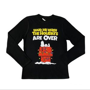 New PEANUTS SNOOPY Men’s Wake Me When the Holidays Are Over Thermal Shirt Size S